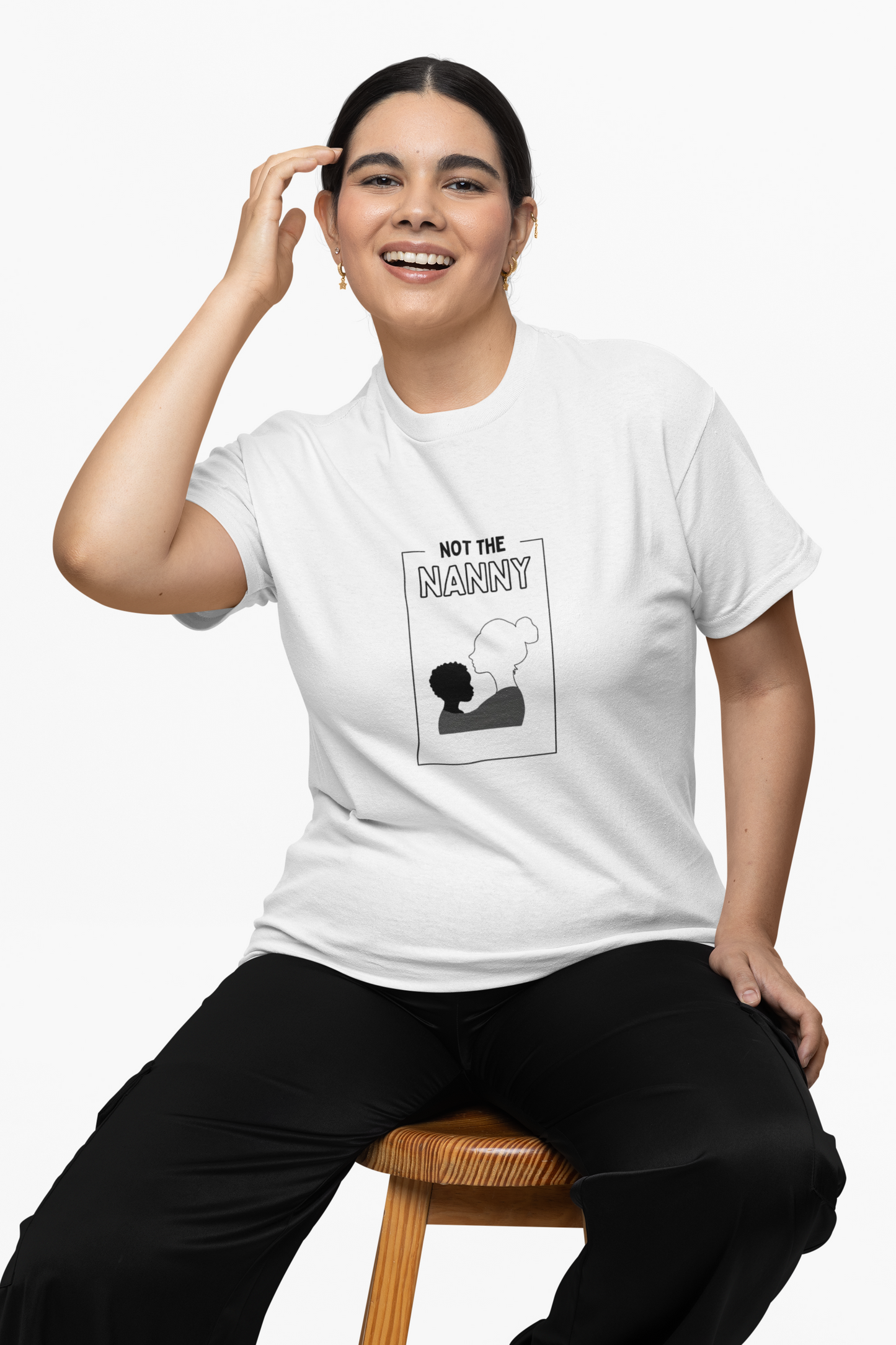 “Not The Nanny” Tee | White Silhouette Portrait, Statement Graphic Unisex organic cotton t-shirt