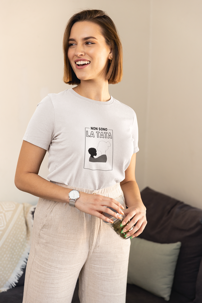 “Non Sono La Tata” Tee | White Silhouette Portrait, Italian Statement Graphic Unisex organic cotton t-shirt