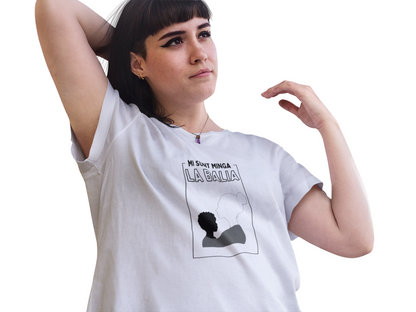 “Mi Sunt Minga La Balia” Tee | White Silhouette Portrait, Statement Graphic Unisex organic cotton t-shirt