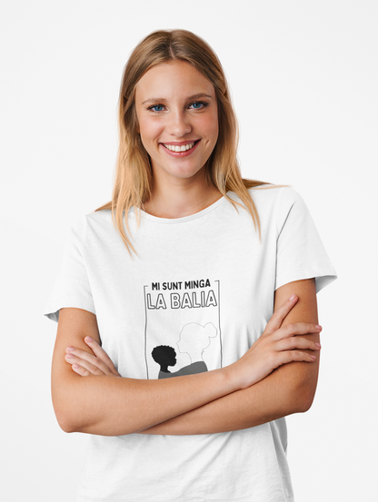 “Mi Sunt Minga La Balia” Tee | White Silhouette Portrait, Statement Graphic Unisex organic cotton t-shirt