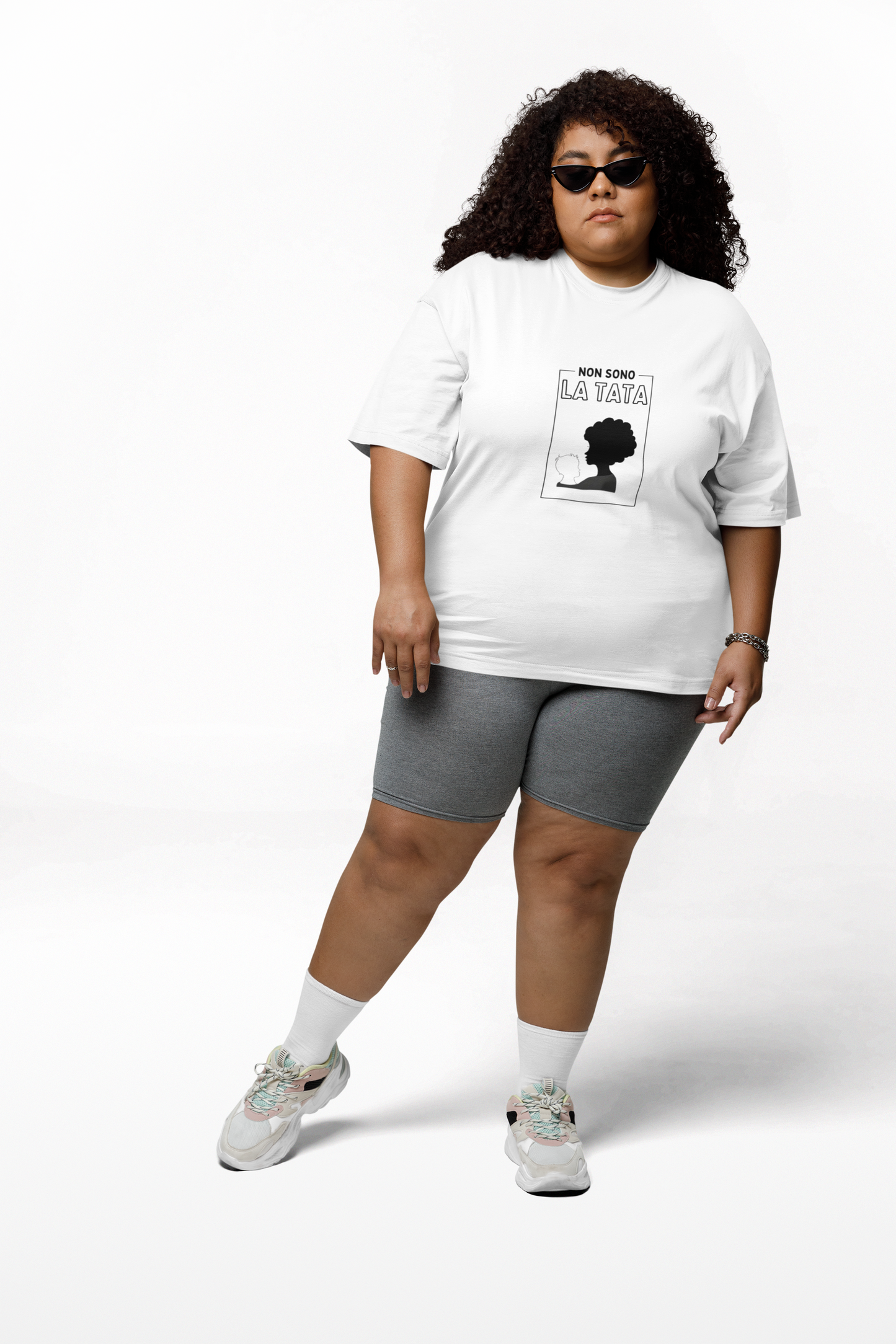 “Non Sono La Tata” Tee | Black Silhouette Portrait, Italian Statement Graphic Unisex organic cotton t-shirt