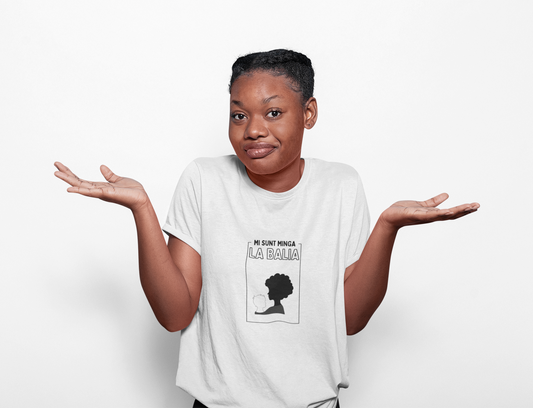 “MI SUNT MINGA LA BALIA” Tee | Black Silhouette Portrait, Milanese Dialect Statement Graphic Unisex organic cotton t-shirt