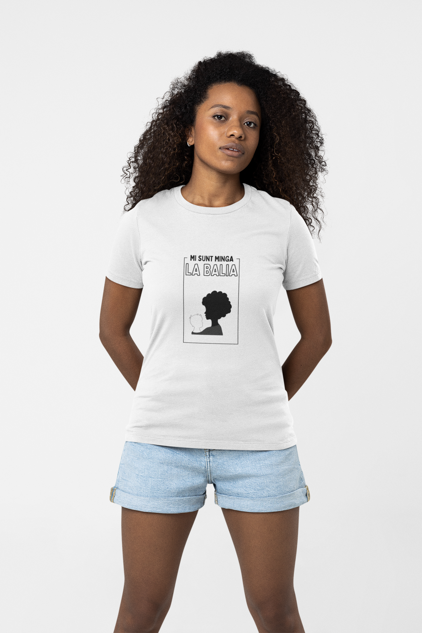 “MI SUNT MINGA LA BALIA” Tee | Black Silhouette Portrait, Milanese Dialect Statement Graphic Unisex organic cotton t-shirt